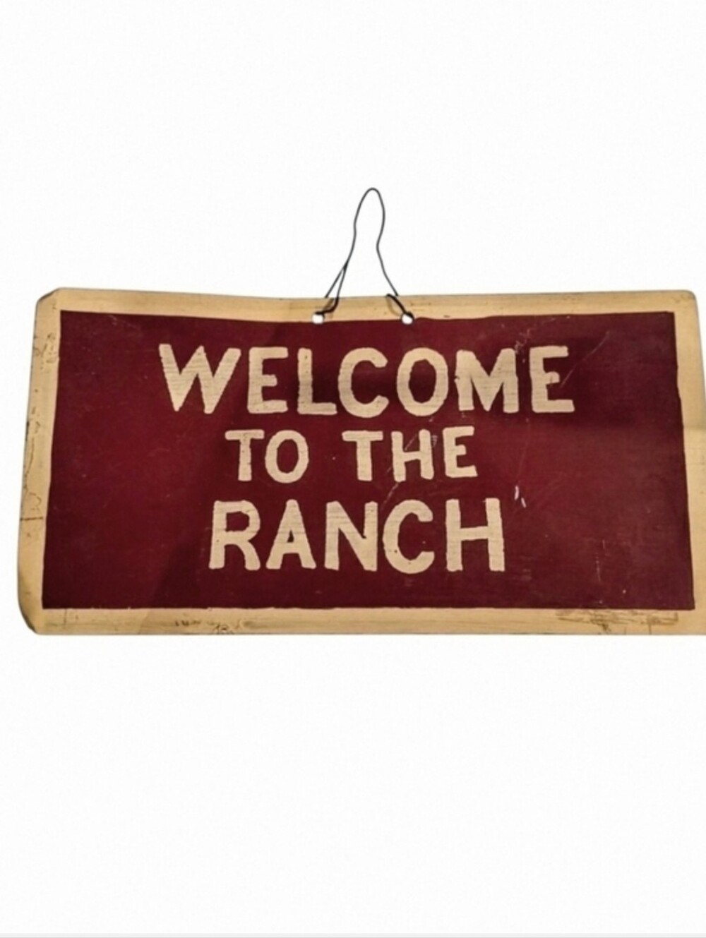 Vintage 90's Welcome to the Ranch Ready To Hang Metal Sign. Rustic Red.